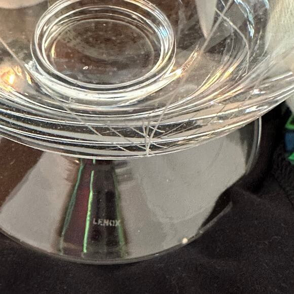 LENOX~ Floral Spirit 9” Blue Glass Vase -Cut Crystal Floral Etched w/Box - Picture 3 of 7